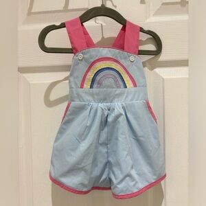 TBBC Ruthie Romper - Buckhead Blue with Hamptons Hot Pink & Rainbow size 12-18